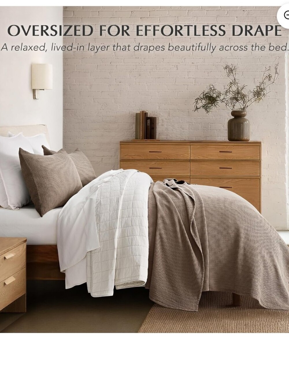 EverGrace 100% Cotton Waffle Bed Blanket Queen Soft Premium Cotton Coverlet New